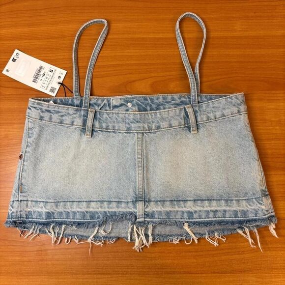 Zara Denim “Mini Skirt” Crop Top Camisole S - Picture 6 of 6